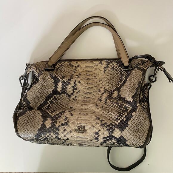 Coach Smythe Grey Snake Python Leather Bag - Picture 1 of 9